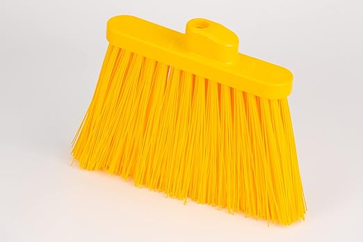 SPARTA 41083EC04 Plastic Color Coded Broom, Unflagged Bristles, Long Broom With Angled Head For Small Debris Cleaning, 56 Inches, Yellow