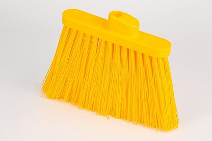 SPARTA 41083EC04 Plastic Color Coded Broom, Unflagged Bristles, Long Broom With Angled Head For Small Debris Cleaning, 56 Inches, Yellow
