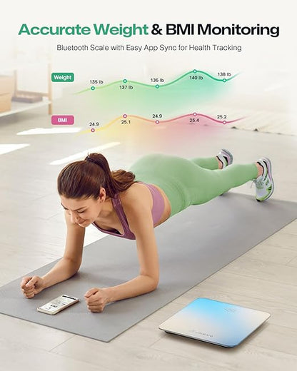 UREVO Smart Scale for Body Weight & BMI Tracking Sync with App, Digital Bathroom Scale with LED Display, Highly Accurate Weight Scale, 400 lb/180 kg, lb/kg Units, Batteries Included, Blue