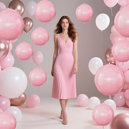 12Pcs Baby Pink Round Foil Balloons, 22" 15" 10" 4D Helium Light Pink Mylar Balloon, Pastel Pink Foil Balloon for Princess Birthday Baby Shower Wedding Anniversary Valentine's Day Party Decoration