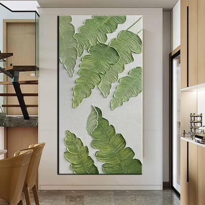 YaSheng Art- Modern minimalist 3D textured wall art Oil Paintings on Canvas Green plant paintings handmade Contemporary Abstract canvas wall art for bedroom Home Wall Deco Oil Painting 24X48 inch