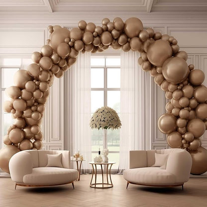 130PCS Cocoa Balloons, Latex Balloons Different Sizes 18/12/10/5 Inch, Helium Balloons with Ribbon, Party Balloon Set for Birthday Wedding Graduation Anniversary Baby Shower Decorations.