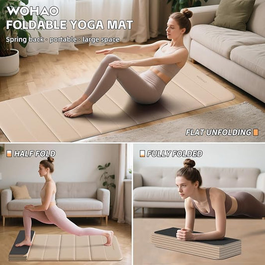 12-Fold POE Yoga Mat 75x26x0.4 Inches – Non-Slip, Compact & Workout-Friendly for Yoga, Pilates, Strength Training & Meditation