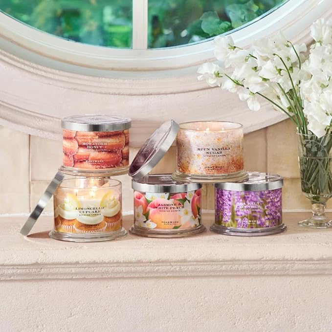 HomeWorx by SLATKIN + CO. Candle- Limoncello Cupcake, 14 oz. 3-Wick Premium Scented Candle - 20-40 Hours Burn Time