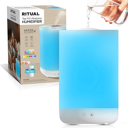 Bell+Howell 4L Top Fill Humidifiers for Bedroom, Color Changing Air Humidifier for Large Room, Cool Mist Humidifiers for Bedroom Baby Room Humidifier & Oil Diffuser with Auto Shutoff