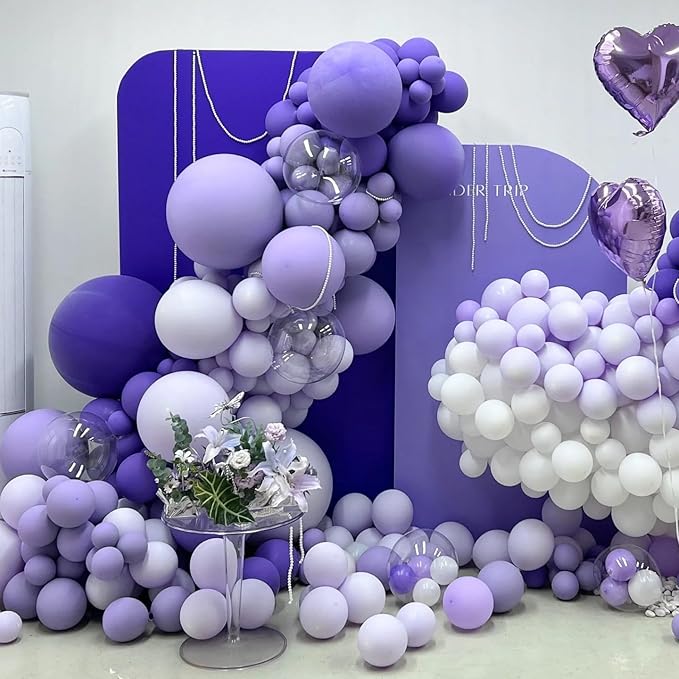 KALOR 12 Inch Pastel Purple Balloons, 50 Pcs Latex Helium Macaron Balloons for Kid's Birthday Party, Baby Shower, Wedding, Graduate Party Decorations