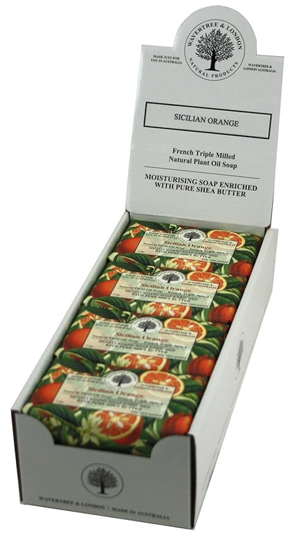 Wavertree & London Sicilian Orange Scented Natural Soap (8 Bars), 7oz Moisturizing French Triple Milled Soap Bars enriched with shea butter - Pure Plant Oil Bath & Body Soap for All Skin Types