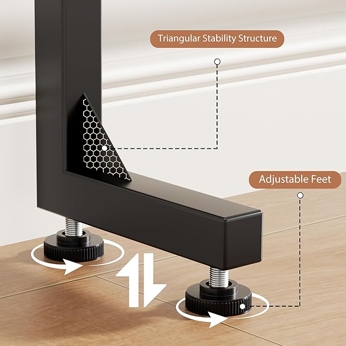 GRLEAF 45" Adjustable Height Narrow Console Table with Power Outlets, Long Sofa Table with Charging Station Behind Couch Table Skinny Entryway Table for Living Room, Hallway and Office – Rustic Brown