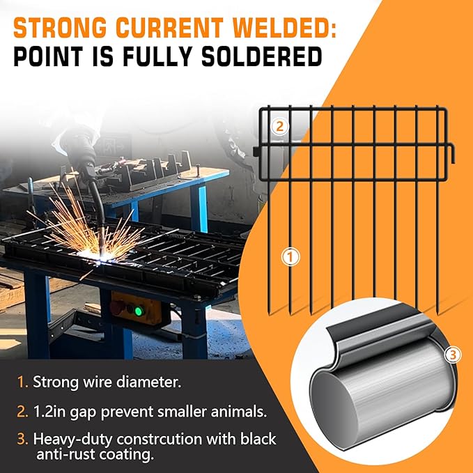 KYATE 15ft(L) x 13in(H) Animal Barrier Fence, 15 Panels No Dig Garden Fences for Dog Rabbit, Rustproof Anti Digging Barriers, Gardening Edging Border Ground Defense for Outdoor Yard Patio