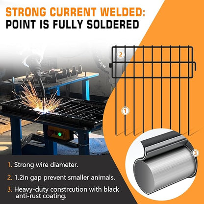 KYATE 15ft(L) x 13in(H) Animal Barrier Fence, 15 Panels No Dig Garden Fences for Dog Rabbit, Rustproof Anti Digging Barriers, Gardening Edging Border Ground Defense for Outdoor Yard Patio