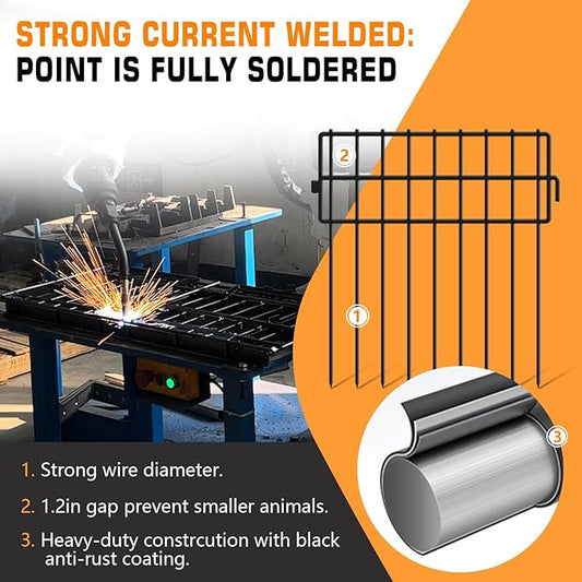 KYATE 15ft(L) x 13in(H) Animal Barrier Fence, 15 Panels No Dig Garden Fences for Dog Rabbit, Rustproof Anti Digging Barriers, Gardening Edging Border Ground Defense for Outdoor Yard Patio