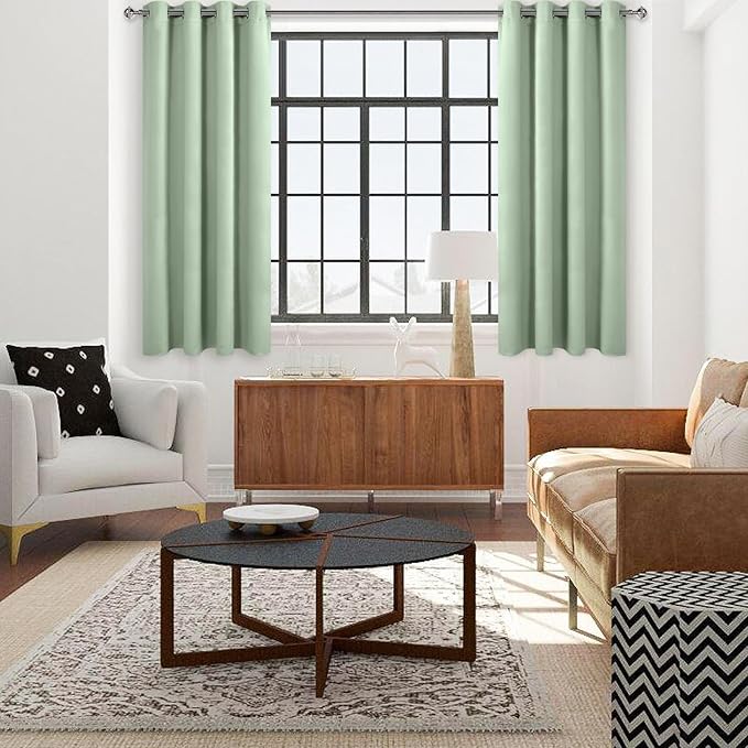 DWCN Light Green Blackout Curtains for Bedroom, Room Darkening Thermal Insulated Grommet Window Drapes for Living Room - W42 x L72 Inches, 2 PCS