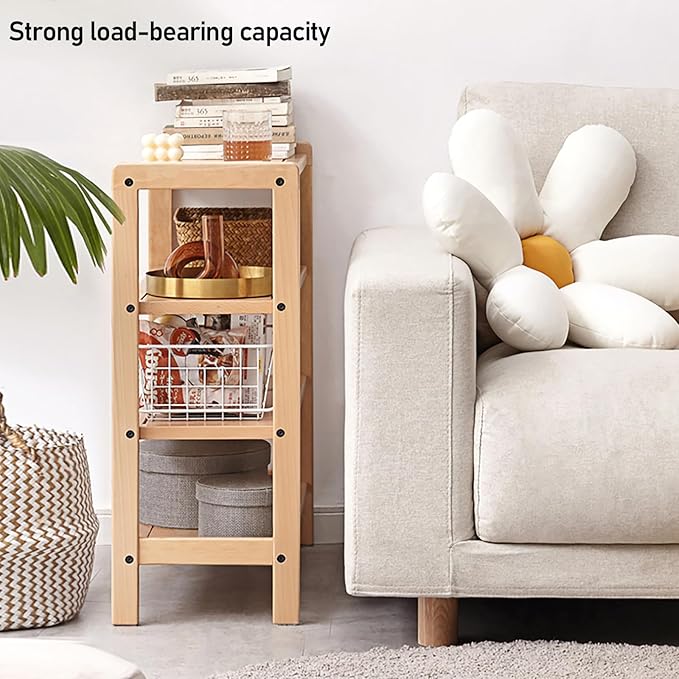 4 Tier Solid Wood Shoe Rack, Free Standing Shoe Rack for Entryway, Hallway, Closet, Living Room, Beech Wood, 11.02" x 25.6" x 27.56", Natural
