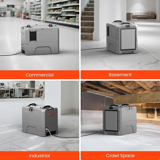 Abestorm Smart WiFi LGR85 Commercial Dehumidifiers with Pump, 180 PPD Industrial Dehumidifier for Basement, Crawl Space, Warehouse, Auto Defrosting, APP Control, 5 Years Limited Warranty