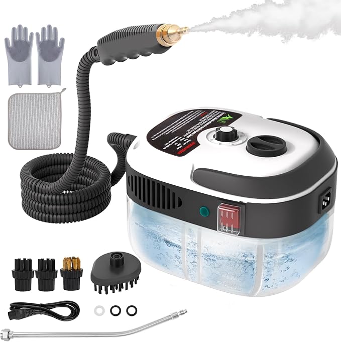 Handheld Pressurized Steam Cleaner,2500W Handheld High Temp Portable Cleaning Machine, Cleaning for Couch, Auto, Floor and More (White)