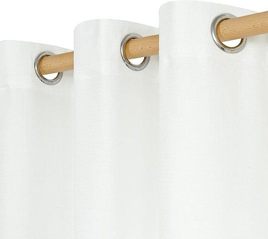 LAMIT White Linen Textured Curtains for Living Room, 108 inches Grommet Thick Light Reducing Thermal Light Filtering Curtains Window Panels for Bedroom/Farmhouse, Set of 2 Panels, W52 x L108