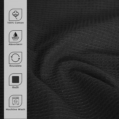 Blue Needles Waffle Weave Kitchen Towels, 15x25 Inches 100% Cotton Set of 6 Dish Towels for Kitchen, Ultra Soft & Absorbent with Hanging Loop, Spring Summer Dish Rags for Quick Drying - Black