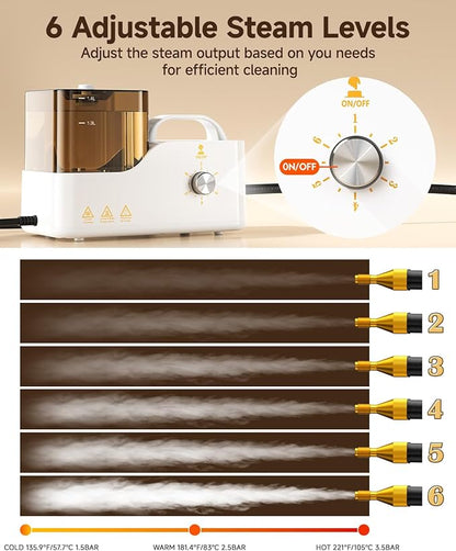 Steam Cleaner for Home, 10s Heat-Up, 2600W Steam Cleaner for Car Detailing, High-Pressure Handheld Steamer for Kitchen, Bathroom, Floors, Upholstery & More