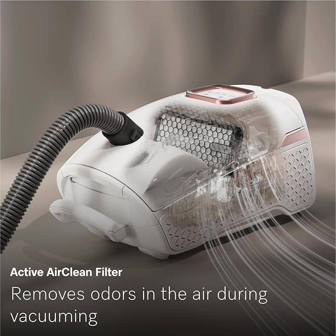 Miele New Guard L1 Cat & Dog Bagged Canister Vacuum for Pet Owners with Odor-Reducing Active AirClean Filter, TurboTeQ Floorhead, and AllTeQ Universal Floorhead, in Obsidian Black/Rose Gold