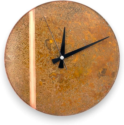 Handmade Copper Wall Clock Artisan Touch in Every Piece - Tree of Time Wall Decor Copper Clock for Living Room, Office, Kitchen & Bedroom (Rusty Line, 17.7)