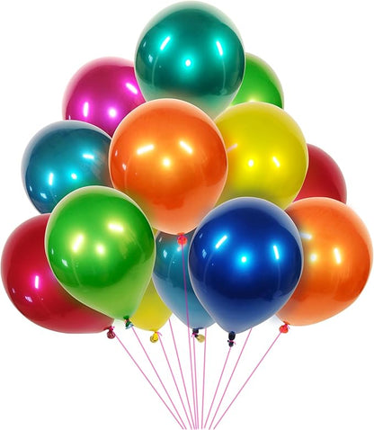 Metallic colored balloons 50 pcs 10 inch multicolor balloons Double layer colorful balloons are more durable suitable for wedding birthday party balloon decoration