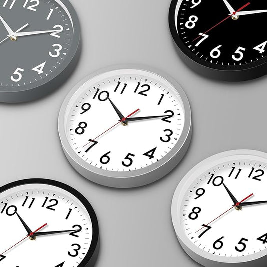 Wall Clock Analog 10 Inch Silent Non Ticking Battery Operated Modern Decorative for Living Room Kitchen Office Bedroom Bathroom(Black)