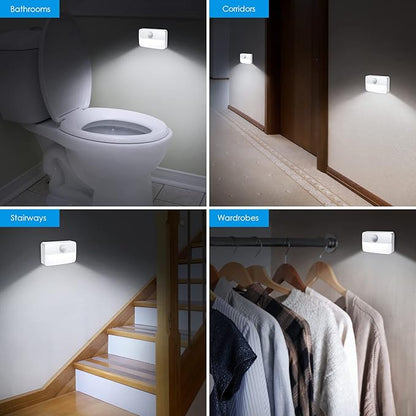 AMIR Motion Sensor Stair Lights for Indoor, 12 Pack Battery-Operated LED Night Light, 40 Lumen 6500K, Cordless Closet Light, Tap Light, Safe Lights for Stairs, Hallway, Bathroom, Cabinet, Kitchen