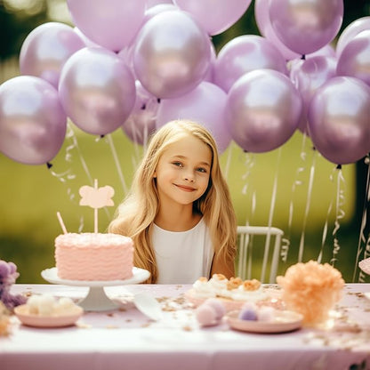 130PCS Metallic Pink Balloons, Latex Balloon Different Sizes 18/12/10/5 Inch, Helium Balloons with Ribbon, Party Balloon for Birthday Wedding Graduation Anniversary Baby Shower Decoration