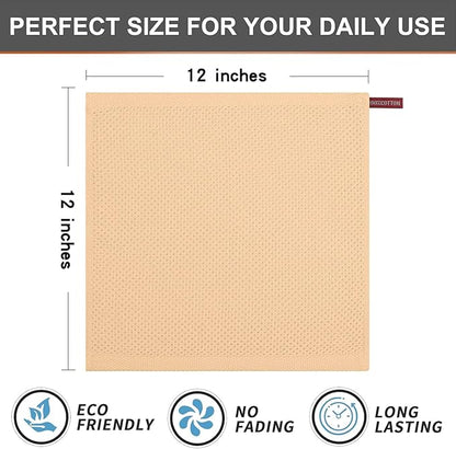 Kitinjoy 100% Cotton Kitchen Dish Cloths (12 X 12 Inches, Apricot),6 Pack Waffle Weave Ultra Soft Absorbent Dish Towels for Drying Dishes Quick Drying Kitchen Towels Dish Rags