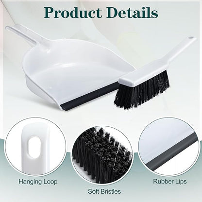Zubebe 18 Pcs Mini Dustpan and Brush Set, Small Broom and Dustpan Set Small Cleaning Brush Portable Hand Broom Set for Home Office Kitchen Table Desktop Floor Cleaning Supplies