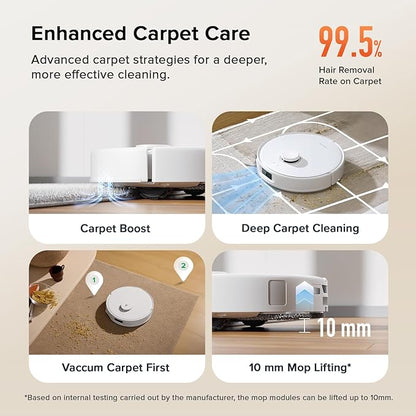 roborock Qrevo Curv S5X Robot Vacuum and Mop, 17000Pa Suction, Zero-Tangling Design, FlexiArm Side Brush, Smart Obstacle Avoidance, Self-Washing & Drying & Emptying for Carpet, Pet Hair, Hard Floor