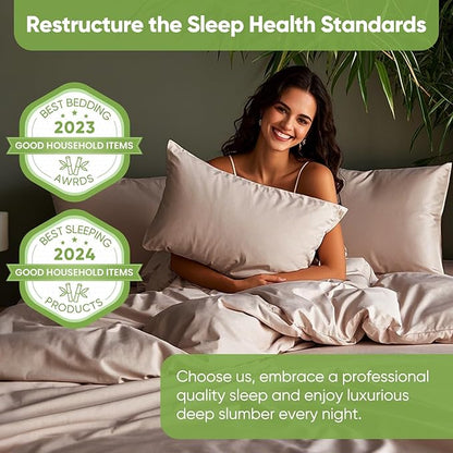 TWK Luxury Sheet Set, Genuine 100% Organic Viscose Derived from Bamboo, Cooling & Breathable, Silky Soft, Bedding Sheets & Pillowcases (Sand, California King)