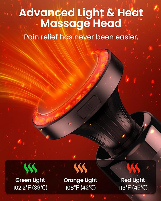 NAPRE Massage Gun with Heat,Massage Gun Deep Tissue with Extension Handle & 3 Adjustable Angles,Handheld Percussion Back Massager for Muscle/Neck/Body Pain Relief with Portable Case,Blue
