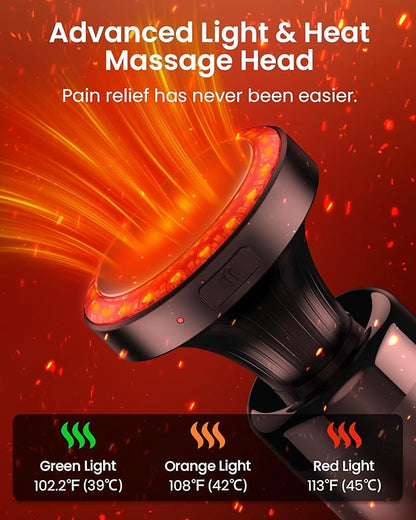 NAPRE Massage Gun with Heat,Massage Gun Deep Tissue with Extension Handle & 3 Adjustable Angles,Handheld Percussion Back Massager for Muscle/Neck/Body Pain Relief with Portable Case,Blue