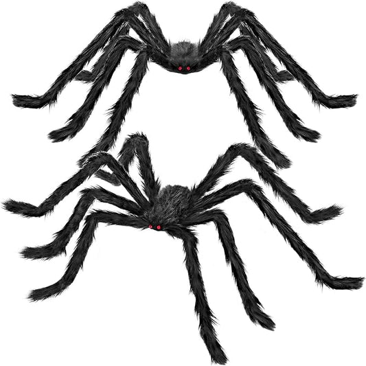 Halloween Decorations Outdoor, 2PCS 79" Scary Giant Spiders, Halloween Party Decorations, Large Haunted House Props,Yard Lawn Decorations Indoor Black
