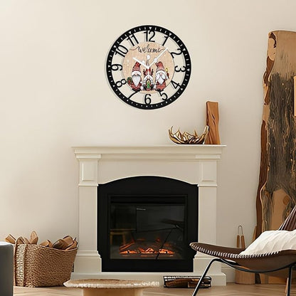 Wall Clock 10 Inch Silent Non-Ticking Modern Clocks Battery Operated - Analog Small Classic for Office, Home, Living Room,Bathroom, Kitchen, Bedroom, School,Snowman Clock