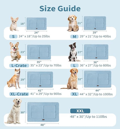 Made4Pets Dog Crate Pad Bed for Small Dogs, Washable & Reversible, Anti-Slip Kennel Mat for Cozy Sleeping, Soft Fluffy Dog Bed for Indoor & Outdoor Use, 24"x18", Blue