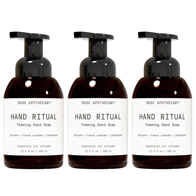 Muse Apothecary Hand Ritual - Aromatic and Nourishing Foaming Hand Soap, Infused with Aromatherapy Essential Oils - USDA Certified Biobased - 11.5 oz, Bergamot + French Lavender + Sandalwood, 3 Pack