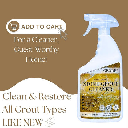 GEODE Natural Stone Grout Cleaner for tile floors - non-damaging, deep cleaner safe for Marble, Limestone, Travertine, Ceramic - Industrial Strength Tile, Stain Remover, Powerful Formula (Gallon)