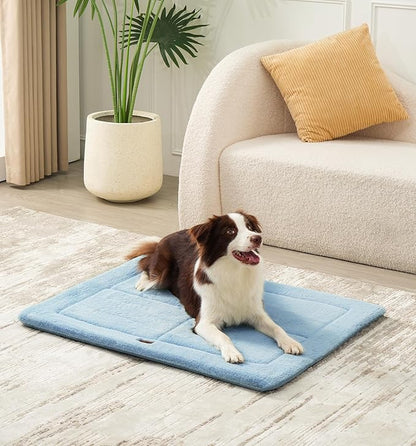 Made4Pets Dog Crate Pad Bed for Large Dogs, Washable & Reversible, Anti-Slip Kennel Mat for Cozy Sleeping, Soft Fluffy Dog Bed for Indoor & Outdoor Use, 44"x32", Blue