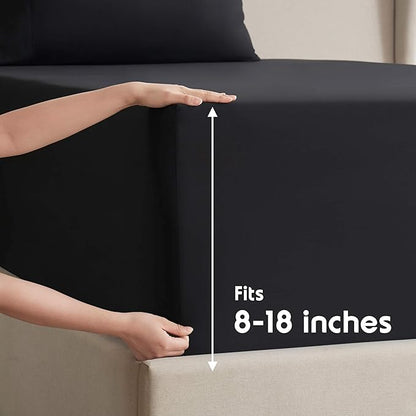 Nestl Twin XL Sheet Set - College Dorm Size - Luxury 1800 Ultra-Soft Microfiber Twin Extra Long Bed Sheets - Deep Pockets - Easy Fit - Extra Soft - 3 Piece Set (Twin XL, Black)