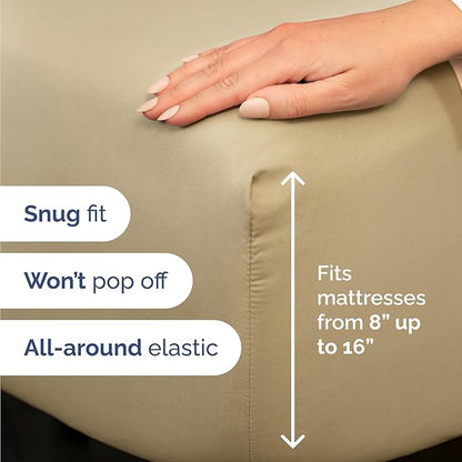 Twin Size 3 Piece Sheet Set - Comfy Breathable & Cooling Bed Sheets Set - Hotel Luxury Bedding for Women, Men, Kids, Teens, Boys & Girls - Deep Pockets, Ultra-Soft and Wrinkle Free - Oeko-Tex - Beige