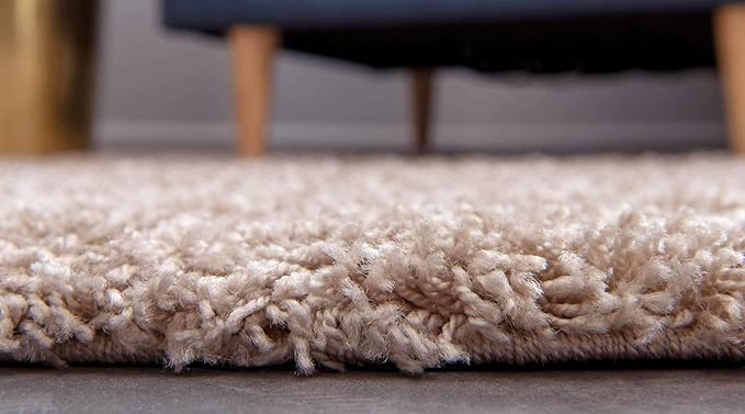 Unique Loom Solid Shag Collection Area Rug (10' x 13' Rectangle, Taupe)