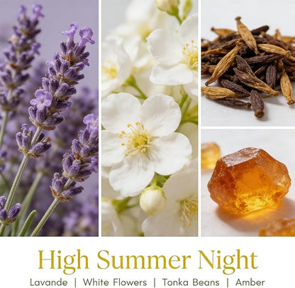 HomeLights Scented Candles | Large Jar 34 Oz Natural Soy Candle | 130 hrs Long-Lasting with 3 Wicks | Industrial Chic Home Decor | Gifts for Mom & Women, High Summer Night