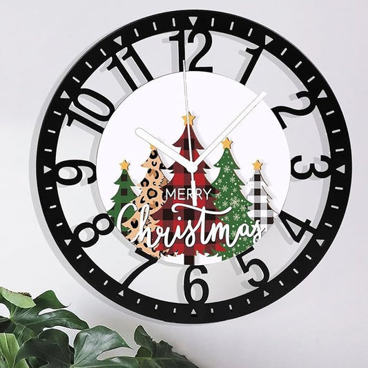 Wall Clock 10 Inch Silent Non-Ticking Modern Clocks Battery Operated - Analog Small Classic for Office, Home, Living Room,Bathroom, Kitchen, Bedroom, School,Snowman Clock