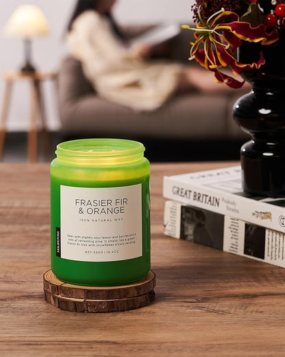 M&SENSE Frasier Fir Pine Scented Candles Large Candle for Home 19.4oz 110 Hour Clean Non Toxic Long Lasting Organic Natural Soy Wax Highly Scented Holiday Candle Gifts for Home Decor