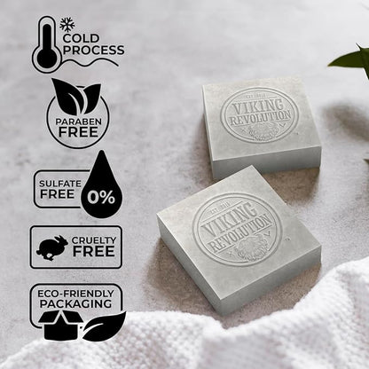 Viking Revolution Peppermint Natural Soap for Men - Eucalyptus Mens Soap Bar with Essential Oils Cold Pressed Bar Soap for Men - Nourishing Mens Bar Soap with Coconut Oil, Shea Oil, Almond Oil(2 Pack)
