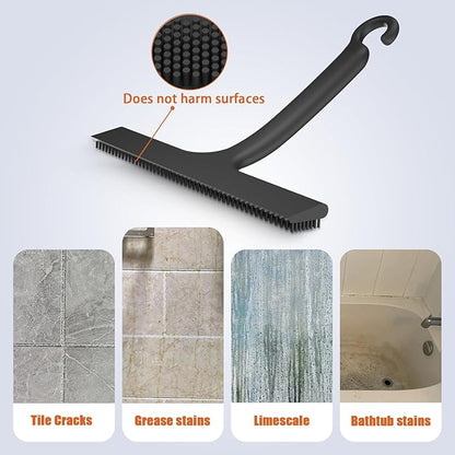 Shower Squeegee for Glass Doors, Squeegee for Shower Glass, 2 in 1 Shower Wiper, Bathroom Squeegee for Shower, Cleaning Tile Wall, Car, 10 Inch Black