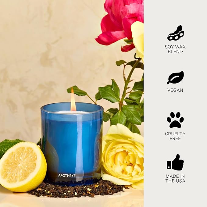 Apotheke Luxury Scented Candles for Home, Earl Grey Bitters - Petite Aromatherapy Jar Candle with Soy Wax Blend