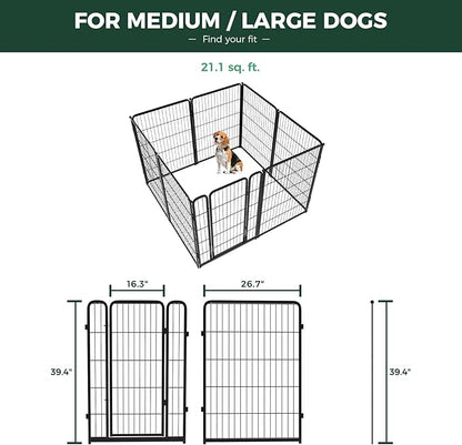 FXW Homeplus Unleashed Indoor Dog Playpen - Stress-Free and Safe Play, Heavy Duty 40 Inch 8 Panels with Washable Pee Pad for Medium and Large Dogs, Black│Patented